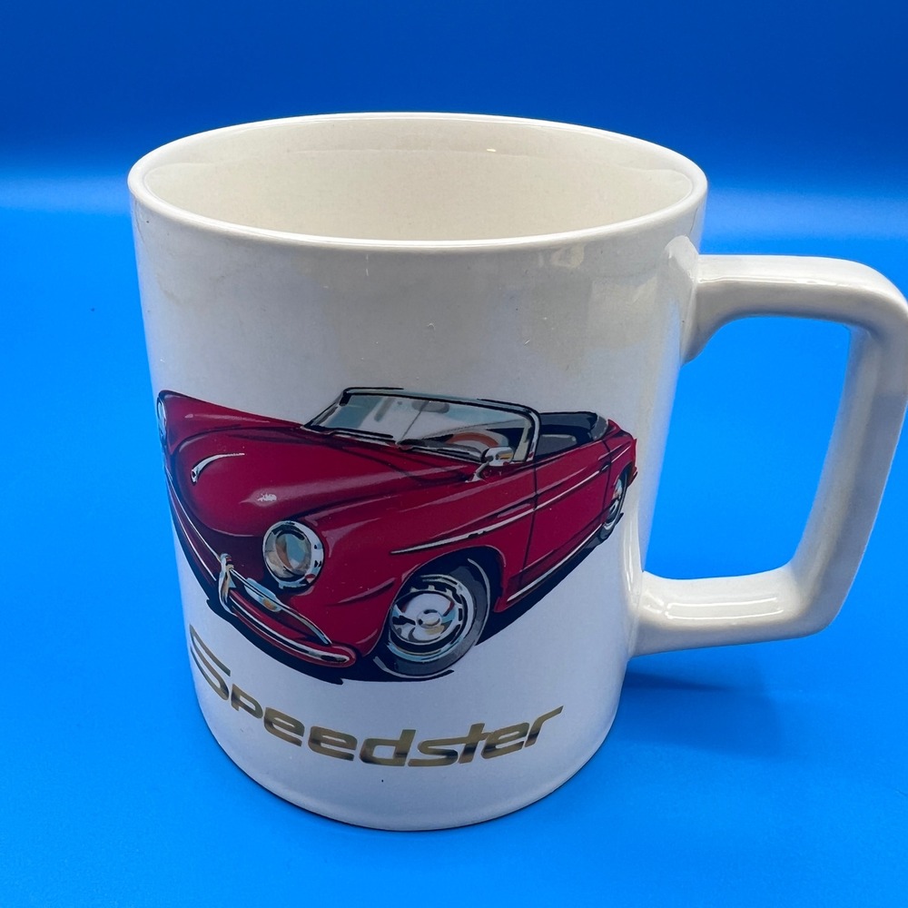Vintage Porsche 356 Speedster Coffee Mug The Love Mug KARS Ceramic White Red